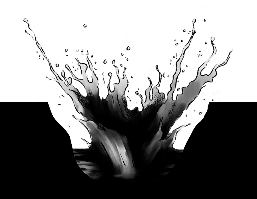 Imagen de agua salpicando por la persona que cayó al agua